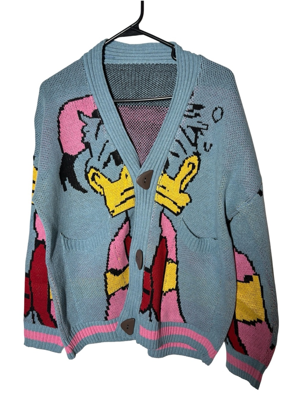 {NEW} Women's Donald Duck Knit Cardigan Sweater Large - Picture 1 of 7